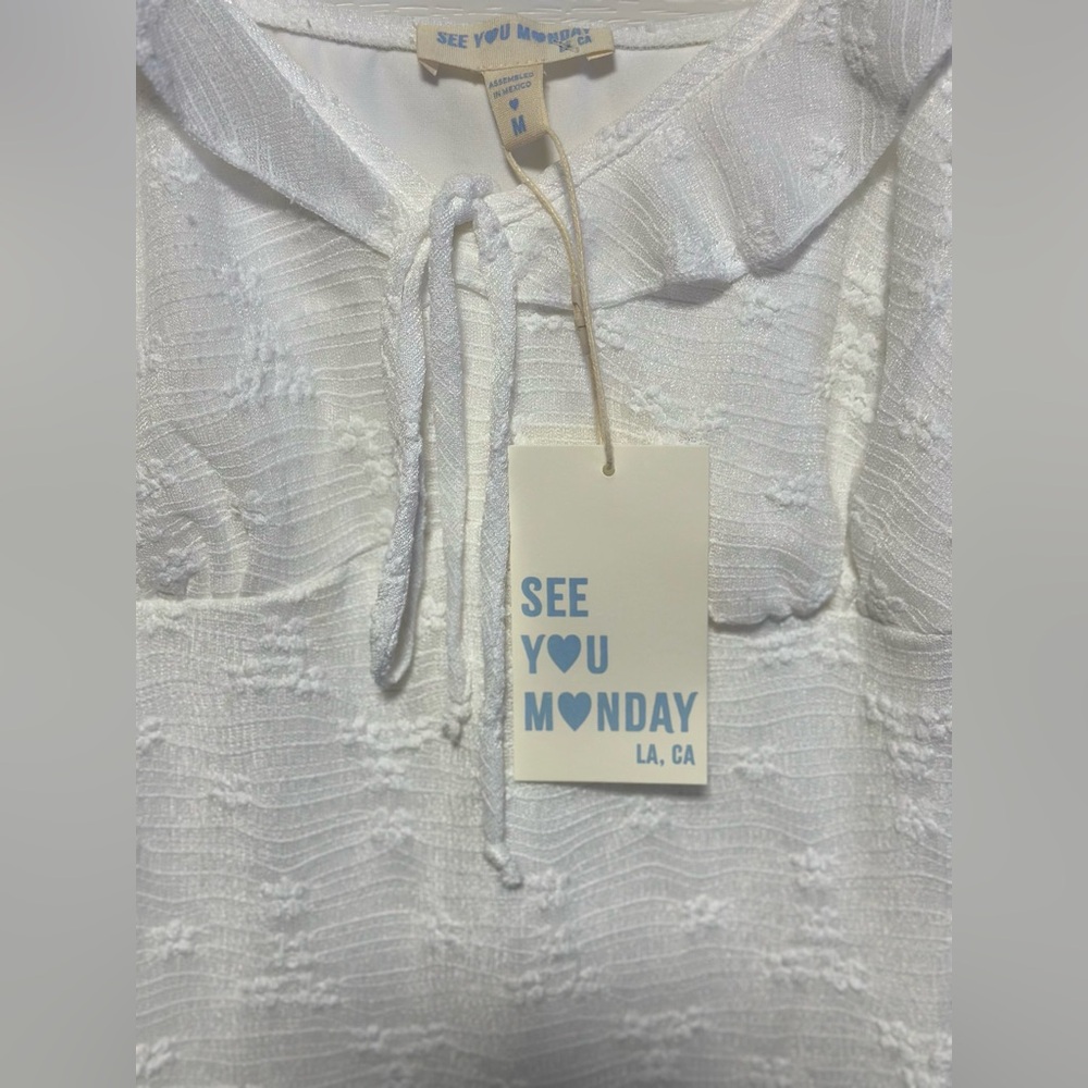 See You Monday Asymmetrical White Dress - Picture 2 of 3